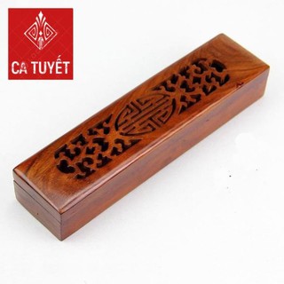 Hộp đựng đũa, thìa, dĩa, bút viết chạm trổ băng gỗ hương