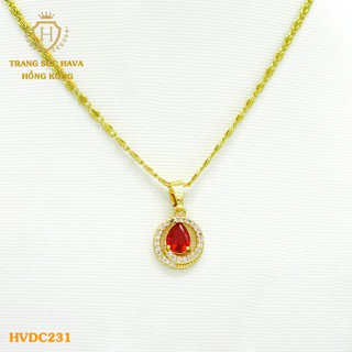 Dây Chuyền, Vòng Cổ Nữ Mặt Đính Đá, Titan Xi Mạ Vàng Non 24k Cao Cấp - Trang Sức Hava Hong Kong