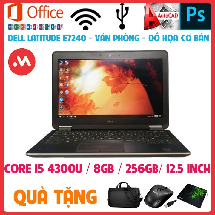 Laptop DELL 7240 - i5 4300, Laptop văn phòng đồ họa cơ bản - Hàng nhập khẩu USA