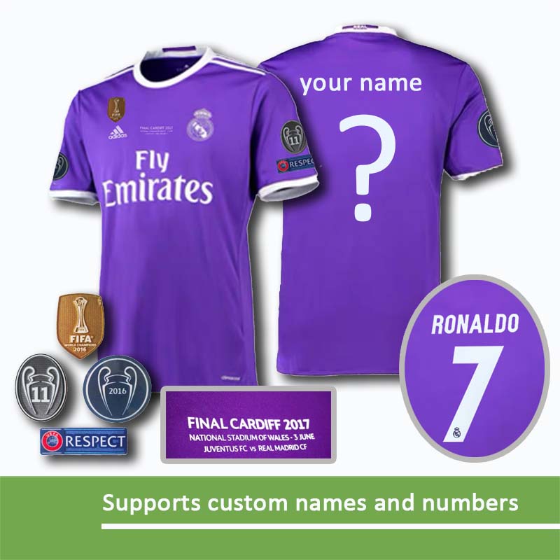 Cristiano Ronaldo Real Madrid adidas 2016/17 Away Replica Jersey with 2018  FIFA Patch - Purple