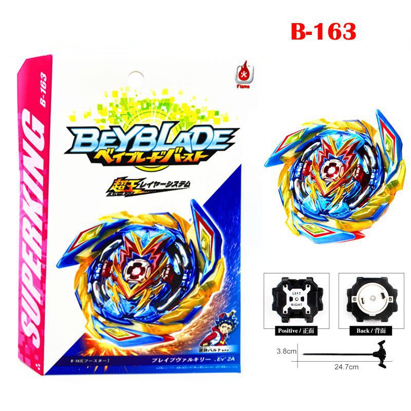 Bộ đồ chơi con quay hồi chuyển Flame Super King Booster B163 Brave Valkyrie có đai cao su và bệ phóng LR vui nhộn