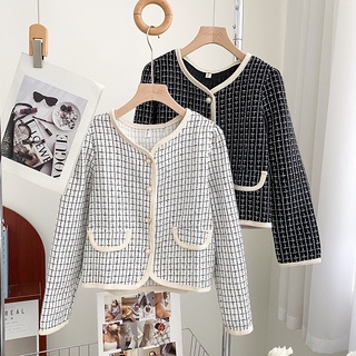 Áo Khoác blazer Tay Dài Dáng Rộng Họa Tiết Kẻ Ô Vuông Phong Cách Hàn Quốc Cổ Điển Thời Trang Cho Nữ Hàng