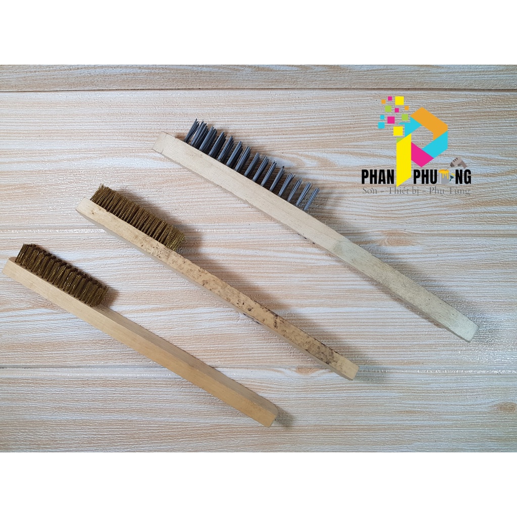SET 2 BÀN CHẢI ĐÁNH RỈ, CHẢI CHÀ SÉT, BÀN CHẢI CÁN DÀI LOẠI KẼM, ĐỒNG