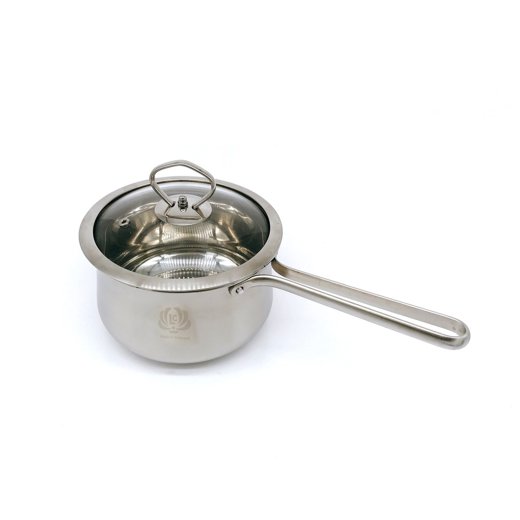 Ảnh Nồi nấu cháo bột cho bé inox 304 3 đáy nắp kính cao cấp HG Mart 16cm [Bảo Hành 12 Tháng] 1