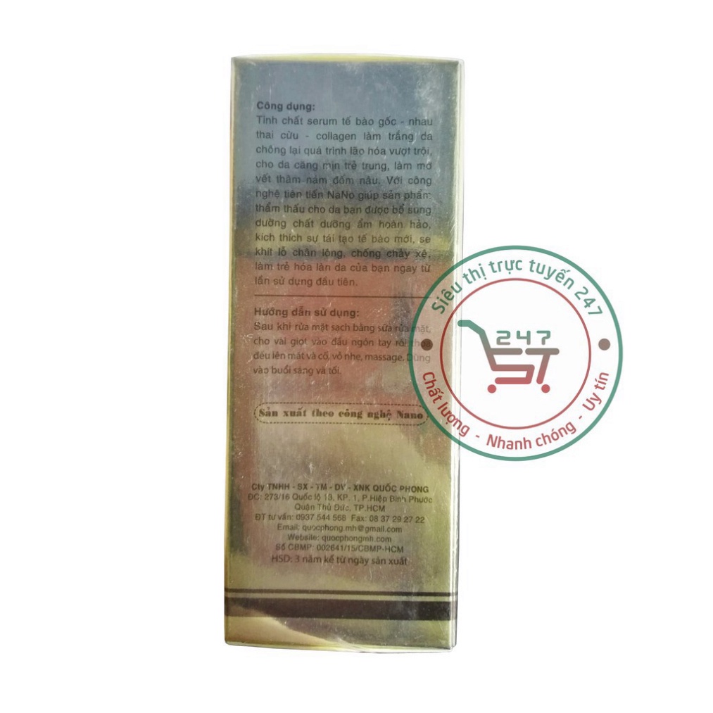 Serum dưỡng Trắng da mặt dưỡng Ẩm ngừa Lão hóa mờ Thâm Se khít lỗ chân lông SON nhau thai cừu collagen 20g (Vàng)