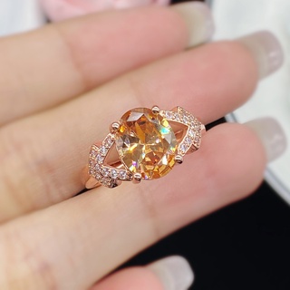 Nhẫn cưới sang trọng moissanite ba màu champagne, thời trang dành cho bé gái