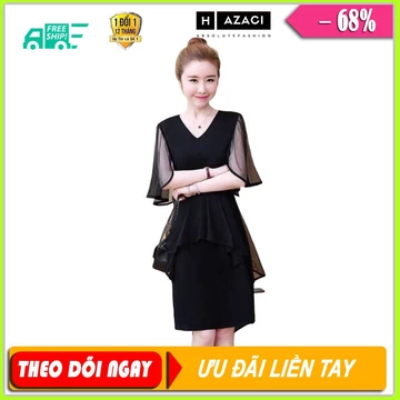 Đầm nữ đẹp, đầm nữ đầm dự tiệc đầm dạo phố màu đen sang trọng phối lưới siêu xinh-dự tiệc công sở - H AZACI VN