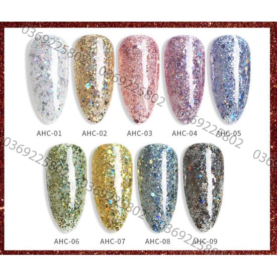 SET Sơn gel AS mã AHC mẫu chai đỏ nhọn 9 chai 15ml siêu HOT siêu xịn