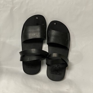 Dép cao su 3 quai ngang màu đen