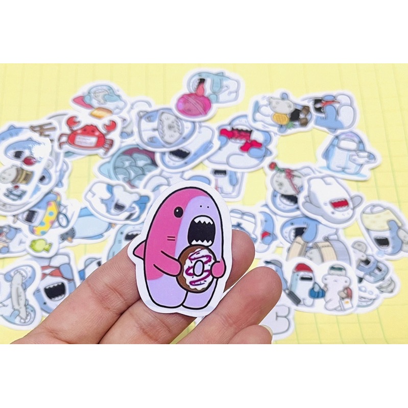 Sticker samezu shark 30-60 cái ép lụa chống xước chống nước/ảnh dán ...