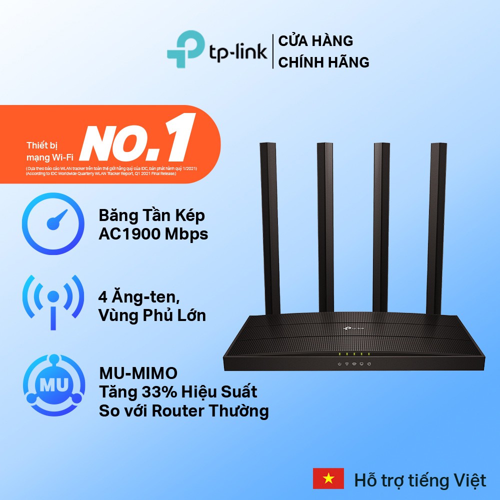 Bộ Phát Wifi TP-Link Archer C80 Công Nghệ MU-MIMO 3×3 Băng Tần Kép Chuẩn AC1900