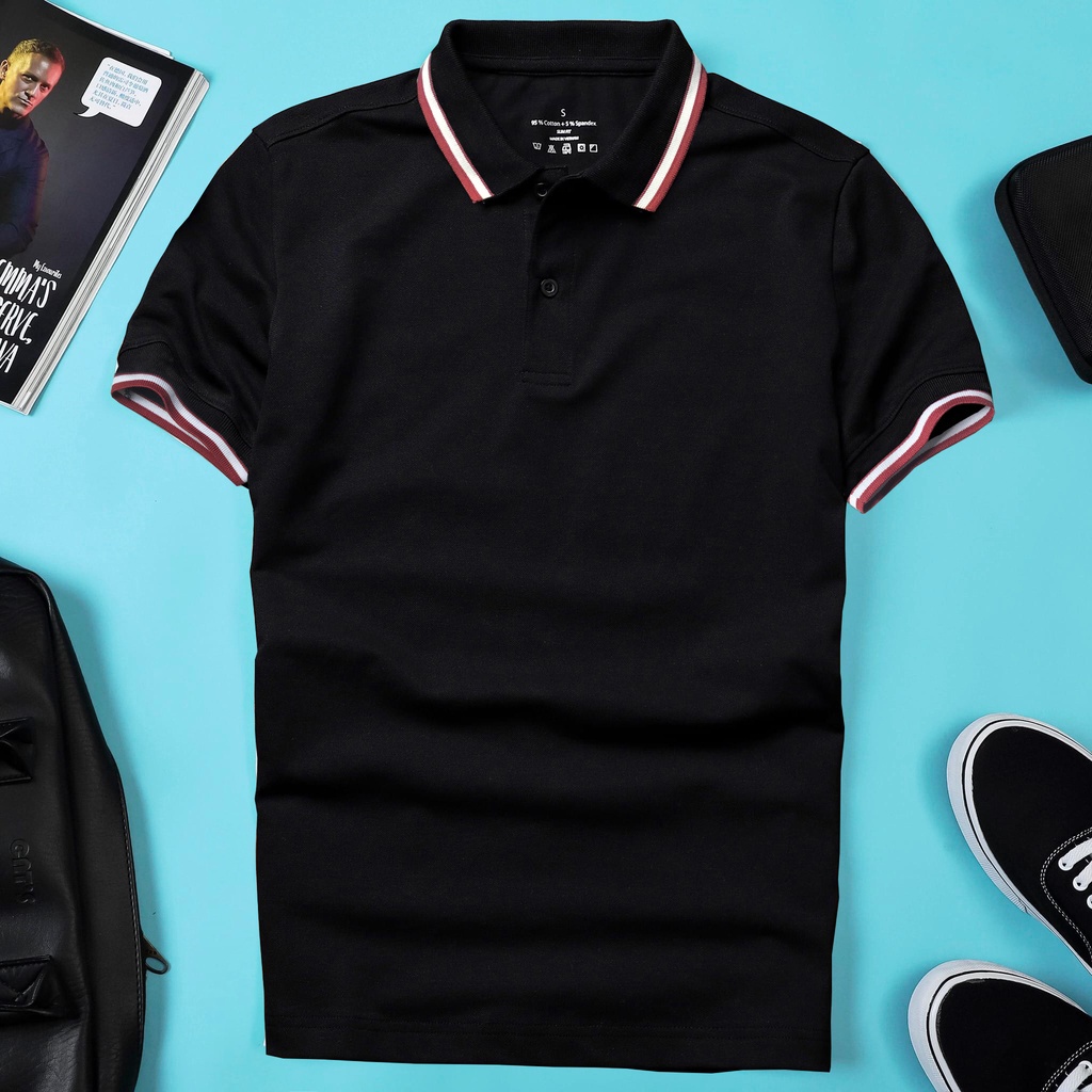 áo polo áo thun nam nữ đẹp ngắn tay có cổ thời trang công sở lịch lãm cao cấp chất vải coton cá sấu đen, trắng có viền