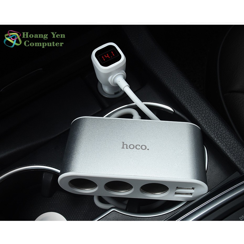 Cốc Sạc Xe Hơi Hoco Z13 3 Cổng Tẩu Sạc, 2 Cổng Sạc USB - BH 6 Tháng - Hoàng Yến Computer
