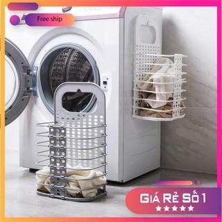Giỏ nhựa treo hong máy giặt đựng quần áo và đồ dùng sinh hoạt treo tường có thể gấp gọn