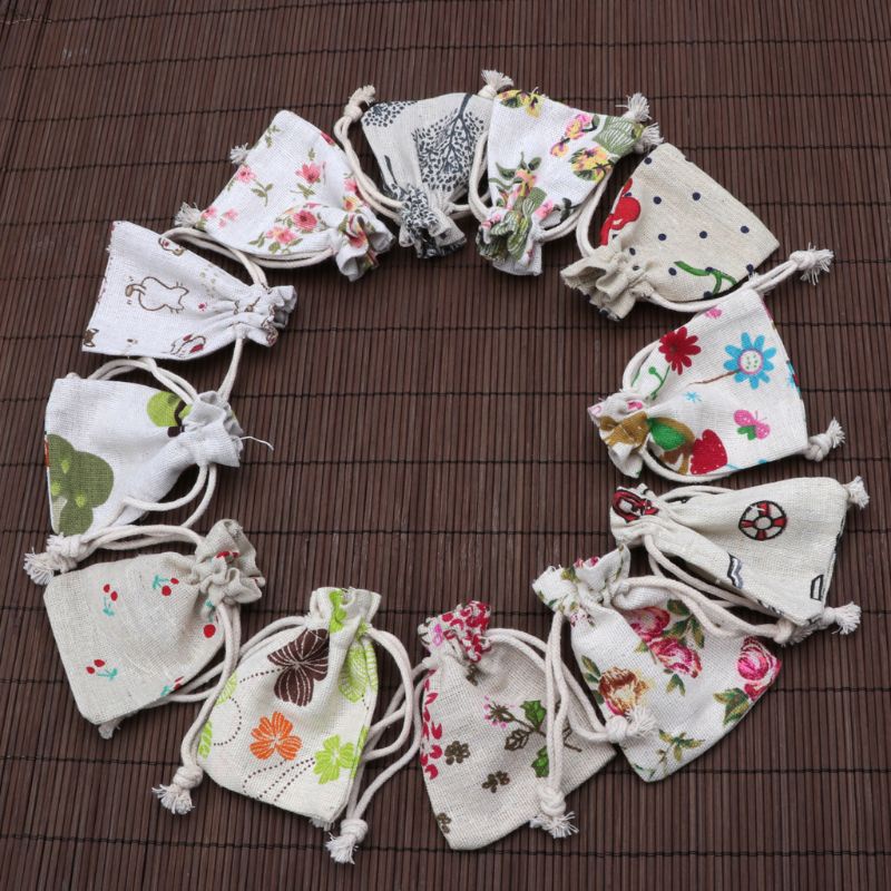 Túi dây rút cotton linen đựng quà tặng / trang sức