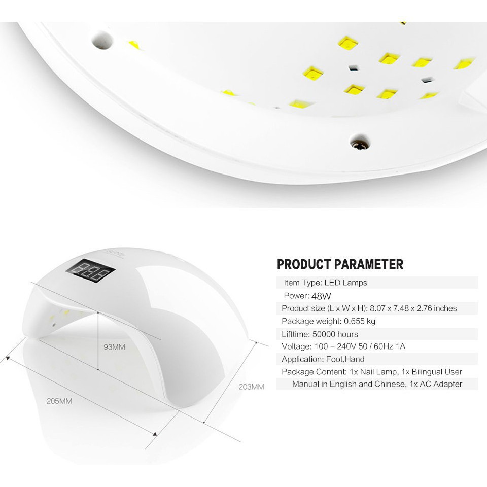 [Shop]Máy Hơ Gel Sun 5 Chính Hãng UV/LED  48W[Spa]