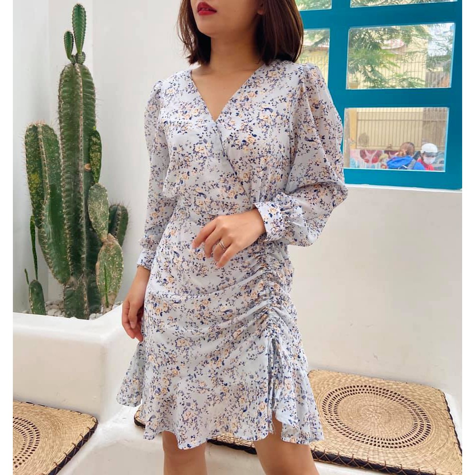 [SHIP HỎA TỐC] ĐẦM HOA RÚT ĐÙI - ĐẦM HOA TAY DÀI - ĐẦM NHÚN ĐÙI - MÈO INDA HOUSE