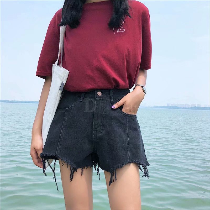 Ảnh Quần Short Denim Lưng Cao Ống Rộng Thời Trang Hàn Quốc Cho Nữ 2