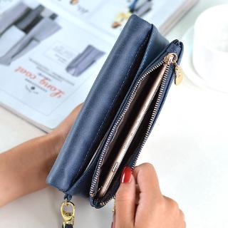 Ví Cầm Tay Pierreloues Kiểu Dài Đựng Tiền Xu Da PU Hai Dây Khóa Kéo Hoàn Thiện Thô Cỡ S Dành Cho Bạn Nữ