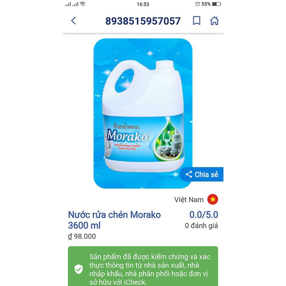 NƯỚC RỬA CHÉN MORAKO | Shopee Việt Nam