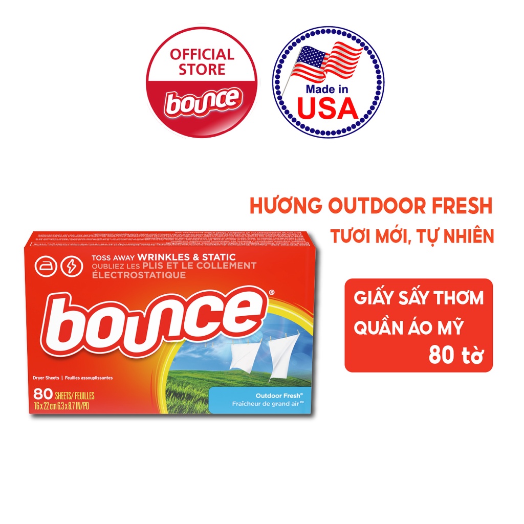 Ảnh Combo 2 Giấy Sấy Thơm Quần Áo BOUNCE Sheets Outdoor Fresh Hộp 80 Tờ 2