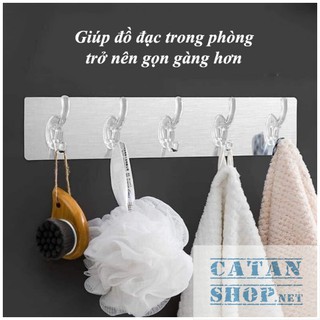 Móc dán tường, thanh treo đồ 6 móc dán tường nhà tắm nhà bếp siêu dính siêu chịu lực GD387-6Deo