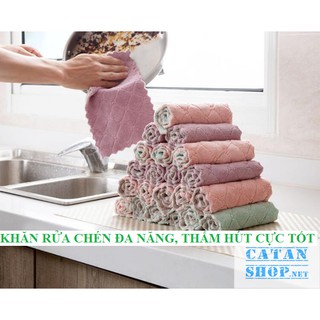[LOẠI XỊN] 10 Chiếc Khăn Lau Chén Bát Đa Năng, Khăn lau chùi nhà bếp sạch mượt dễ giặt sạch, thấm hút cực tốt