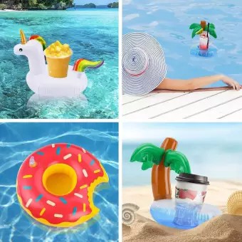 6 Gói Đồ Uống Bể Bơi Phao Giữ Cốc Nổi Đế Lót Ly Nổi Cho Bữa Tiệc Hồ Bơi Và Đồ Chơi Tắm Cho Trẻ Em Đồ Uống Bơm Hơi