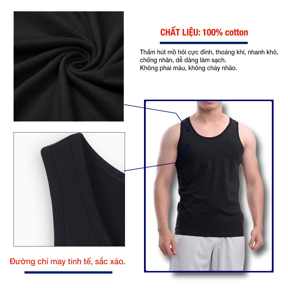 Áo thun ba lỗ nam cao cấp,thun cotton ,chất thun co giản tốt ,thấm hút mồ hôi tốt ,size từ 40 đến 95kg.
