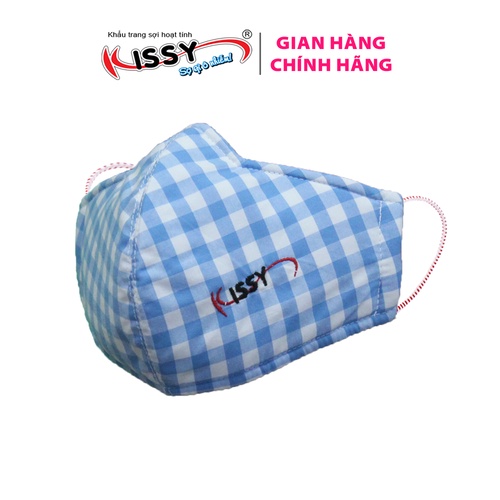 Ảnh Khẩu Trang Kissy Gia Đình Kẻ Caro Đủ Size Vải Cotton Sợi Hoạt Tính Chống Tia UV Ngăn Bụi Mịn PM 2.5 2