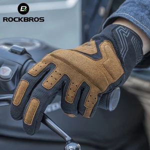 Rockbros Găng Tay Xe Máy Full Ngón Tay Miếng Lót Tay Chống Sốc Găng Tay Xe Đạp Ngón Tay Dài Màn Hình Cảm Ứng MTB Xe Đạp Đường Bộ Thiết Bị Đi Xe Đạp