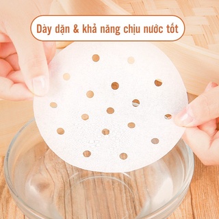 Set 100 Tờ Giấy Nến Đục Lỗ, Giấy Nến Tròn Lót Xửng Hấp, Nồi Chiên Không Dầu, Hấp Bánh Bao 88288