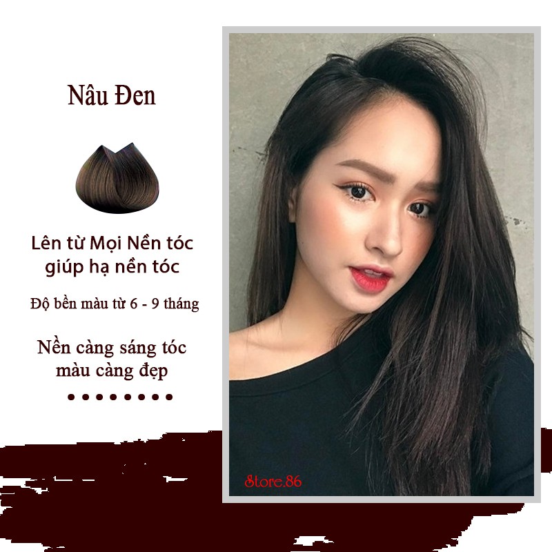 Thuốc nhuộm tóc Nâu Đen 100ml màu nhuộm lên màu chuẩn tone