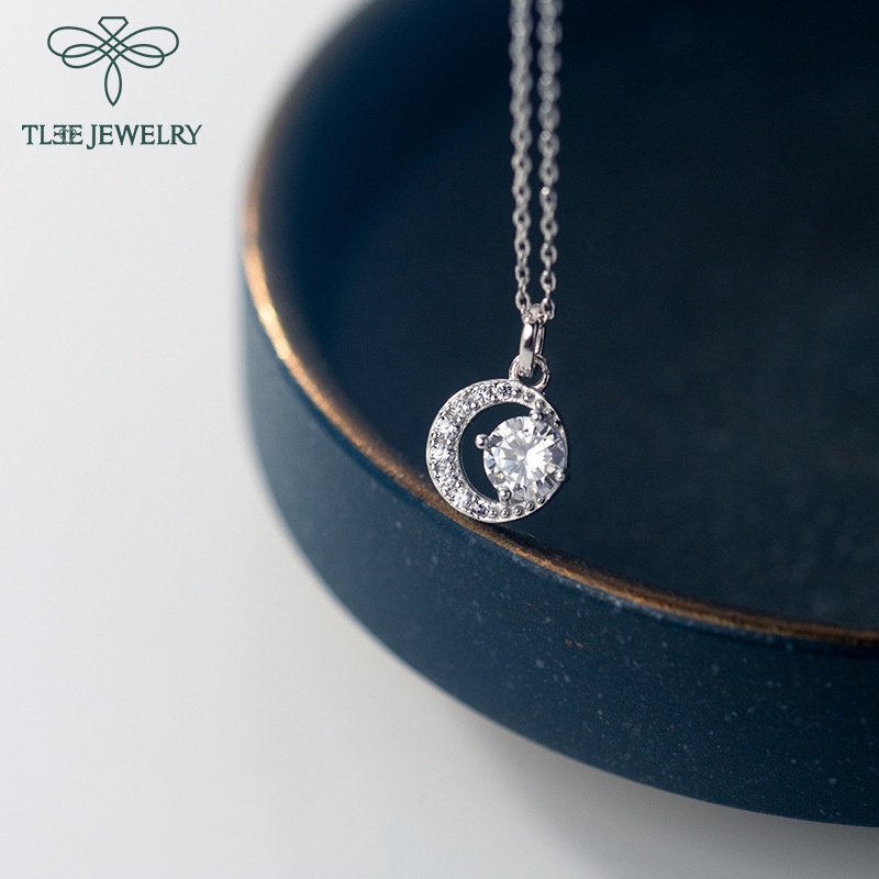 Dây chuyền bạc nữ TLEE mặt trăng đính đá cao cấp TLEE JEWELRY D0128