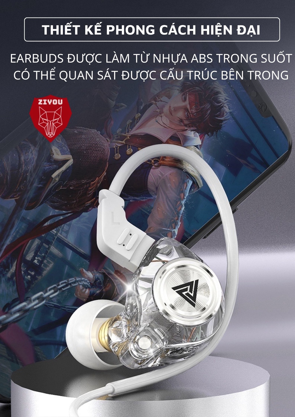 Mô tả Tai Nghe Gaming Ziyou QKZ AK3 Có Mic Cho Điện Thoại, Chuyên Nghe Nhạc, Chơi Game Âm Thanh Sống Động - Hàng Chính Hãng - 6