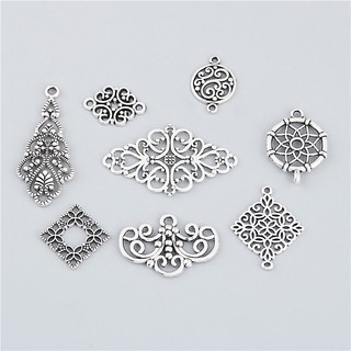 10 Chiếc Cổ Sliver Hình Thoi Hồ Hoa Đáng Yêu Hoa Đèn Chùm Charm Kết Nối DIY Kim Loại Trang Sức Phát Hiện