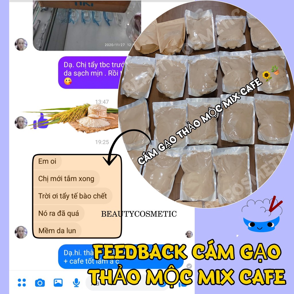 100g Cám gạo sữa thảo mộc mix cafe loại 1 -  Hạt mịn cho mặt và body - Nguyên chất 100%, không chất bảo quản