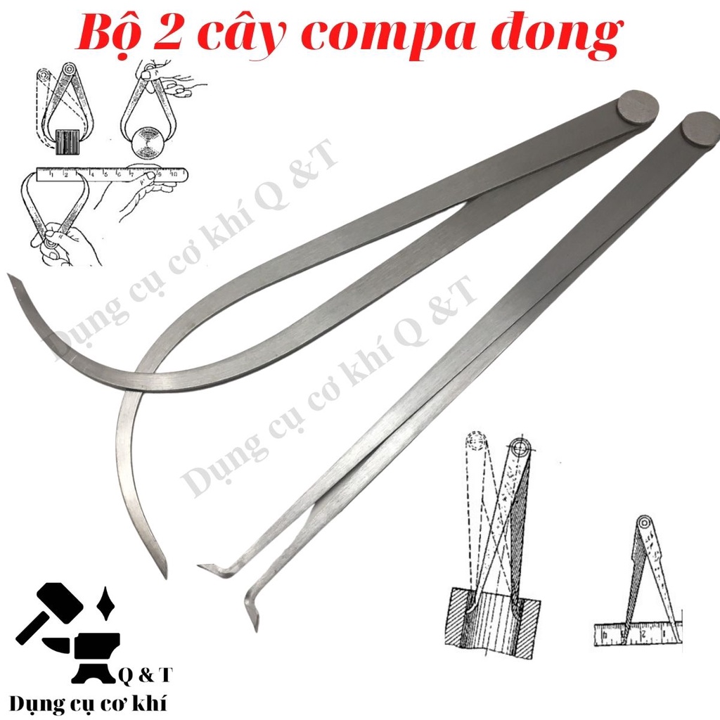 Compa cơ khí , Compa đong đo đường kính trong ngoài của vật liệu bộ 2 ...