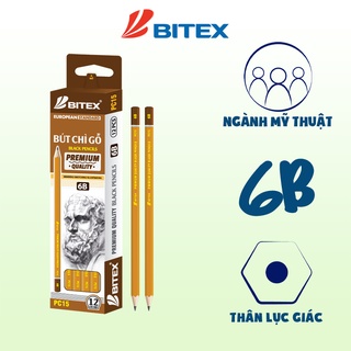 Hộp 12 Bút chì 2B/4B/6B/8B Bitex mỹ thuật chuyên dụng