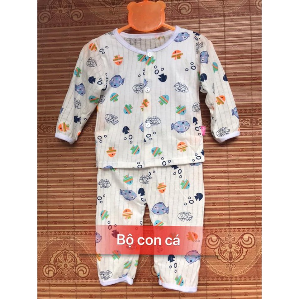 [ĐƯỢC CHỌN MẪU] Bộ cotton giấy dài tay cúc giữa cho bé trai/ gái 4-13kg