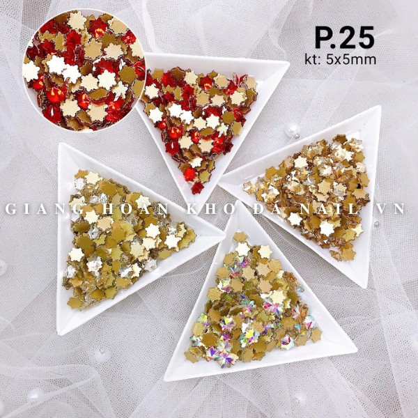 Túi 10 Viên Đá Nail Hình Sao 6 Cánh Chân Bằng Trang Trí Móng ANGELICA P25