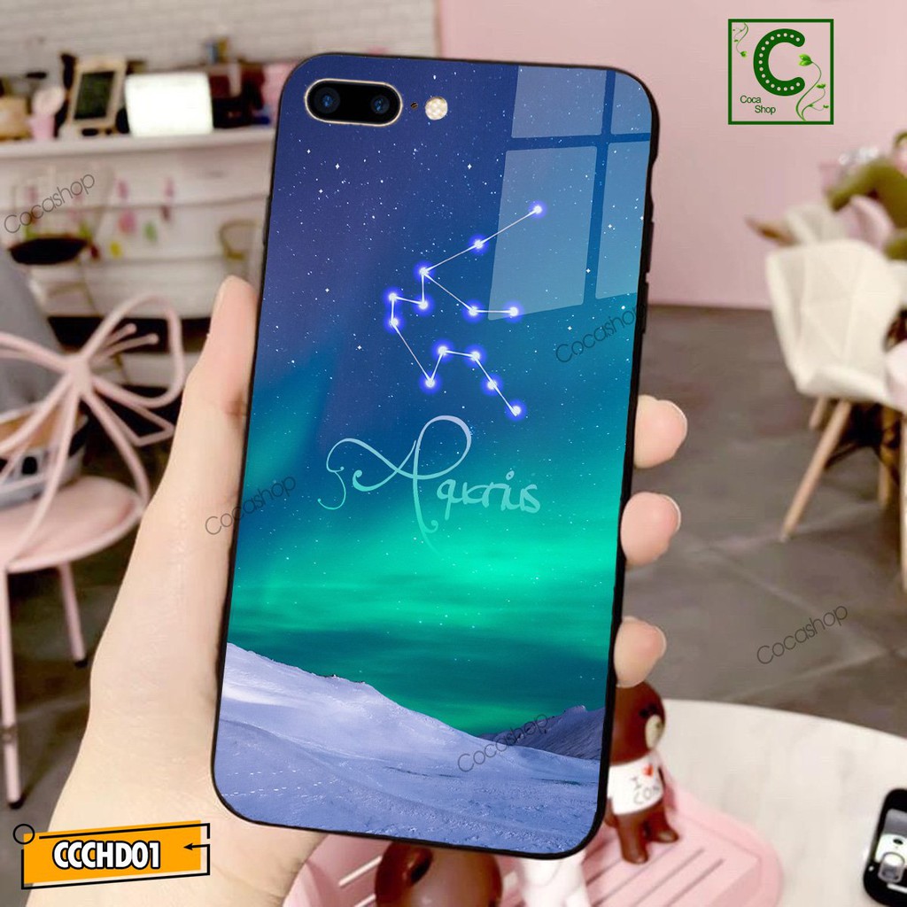 Ốp lưng iphone mặt kính sang trọng chống trày xước - Cung Bảo Bình - 6/6plus/6s/6splus/7/7plus/8/8plus/x/.....