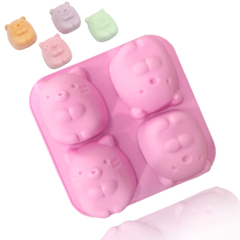 4 Khoang marmot Khuôn Silicon Động Vật Hoạt Hình Máy Nướng Bánh Khuôn Món Tráng Miệng Bánh pudding Khuôn Xà Phòng Bánh Mì Khuôn Bánh Ngọt Mô Hình Đá Khuôn Xà Phòng Làm Bằng Tay Khuôn Thạch Cao Hương Liệu Khuôn Nướng Bánh
