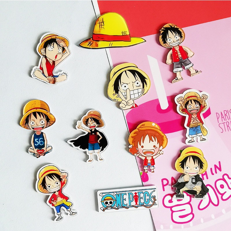 Huy hiệu pin dễ thương Luffy và Chopper từ bộ truyện One Piece, dạng trâm hai lớp acrylic, phù hợp cho học sinh