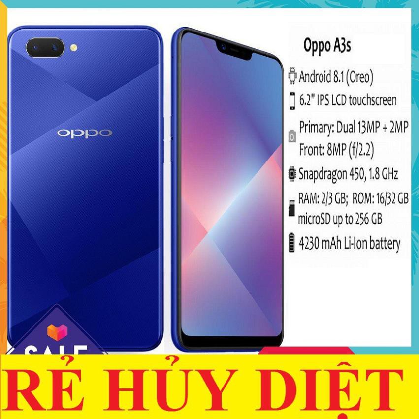 Chính Hãng điện Thoại Oppo A3s Ram 6g128g 2sim Màn Hình Tai Thỏ Thời Thượng Camera Siêu 8975