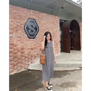 Đầm caro cộc tay thiết kế Midi Dress Ma Vie