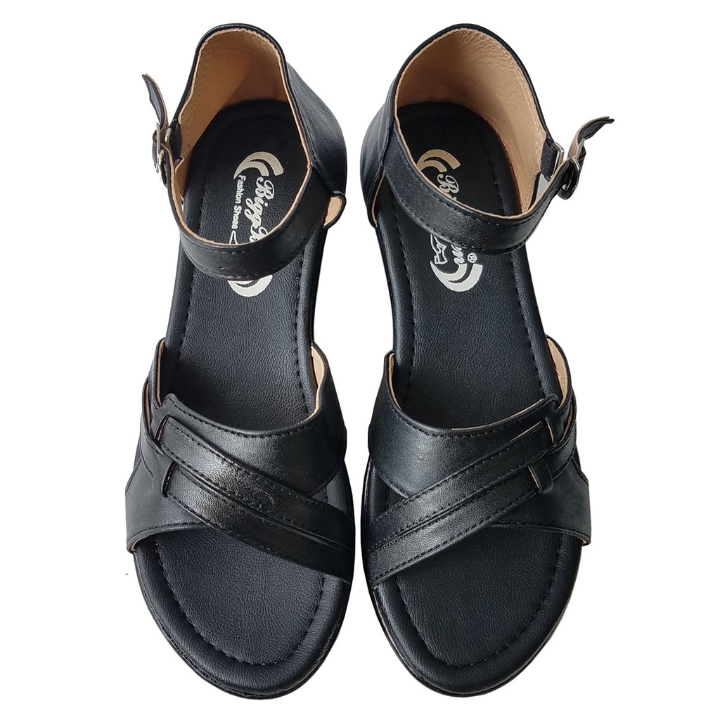 Giày Sandal Đế Xuồng Da Bò Thời Trang BIGGBEN Cao 5cm HKD572