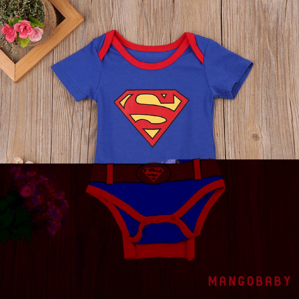 A0b-baby Boy Superman Áo liền quần ngắn tay Trang phục hoạt hình