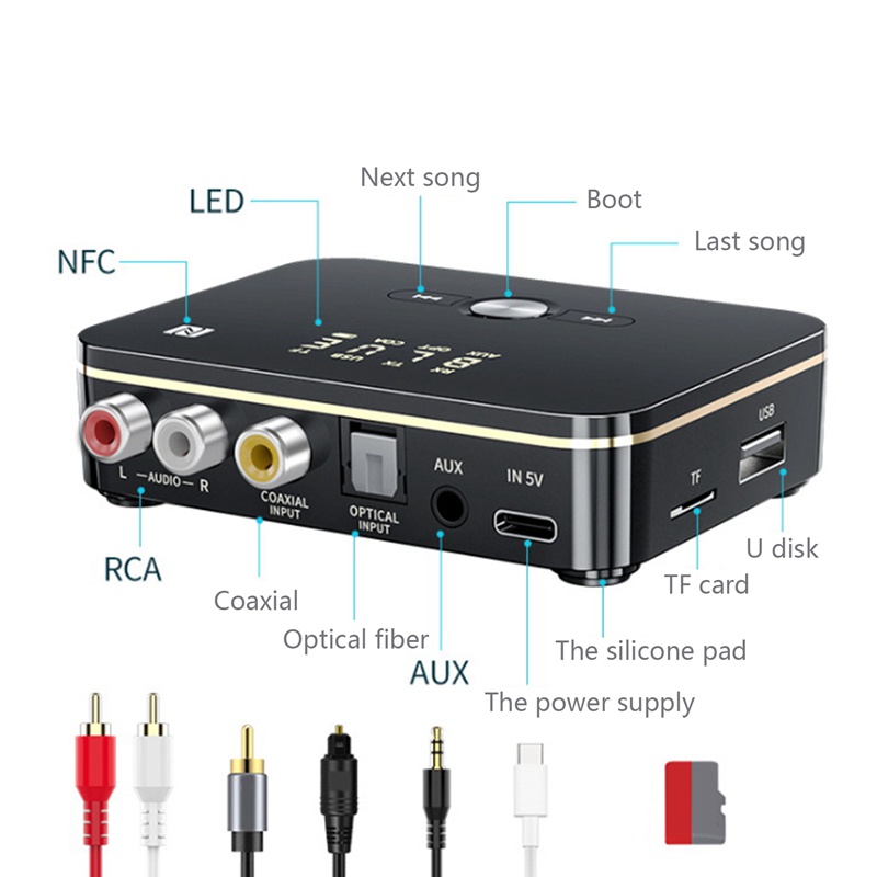 Thiết bị thu phát âm thanh Bluetooth 5.0 RCA APTXLL 3.5mm AUX M8