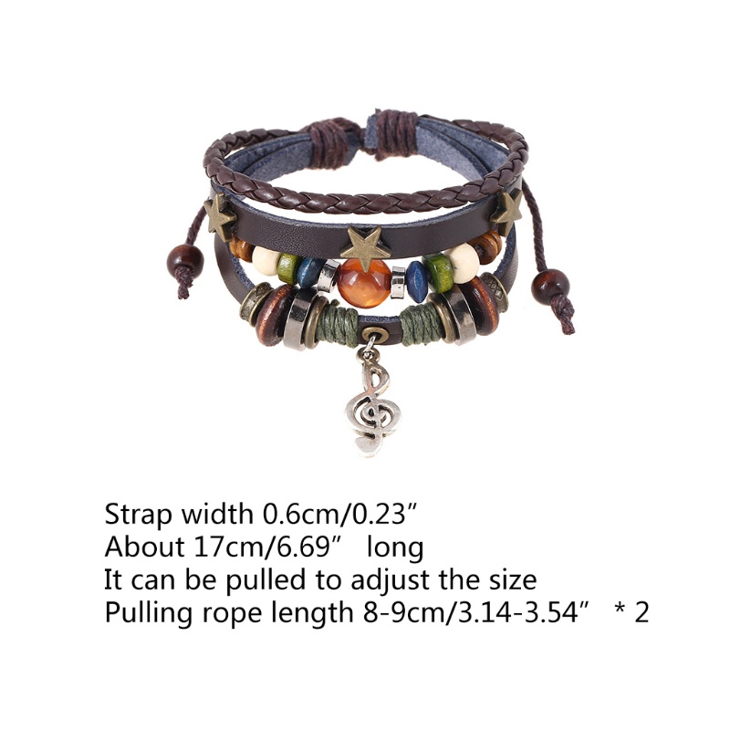Sela Vòng Tay Handmade Da Đính Hạt Âm Nhạc, Ngôi Sao Rỗng, Vintage, Nhiều Màu
